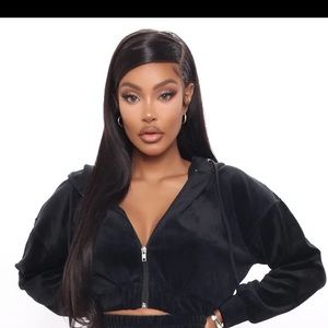 Fashion Nova Cropped Velour Jacket